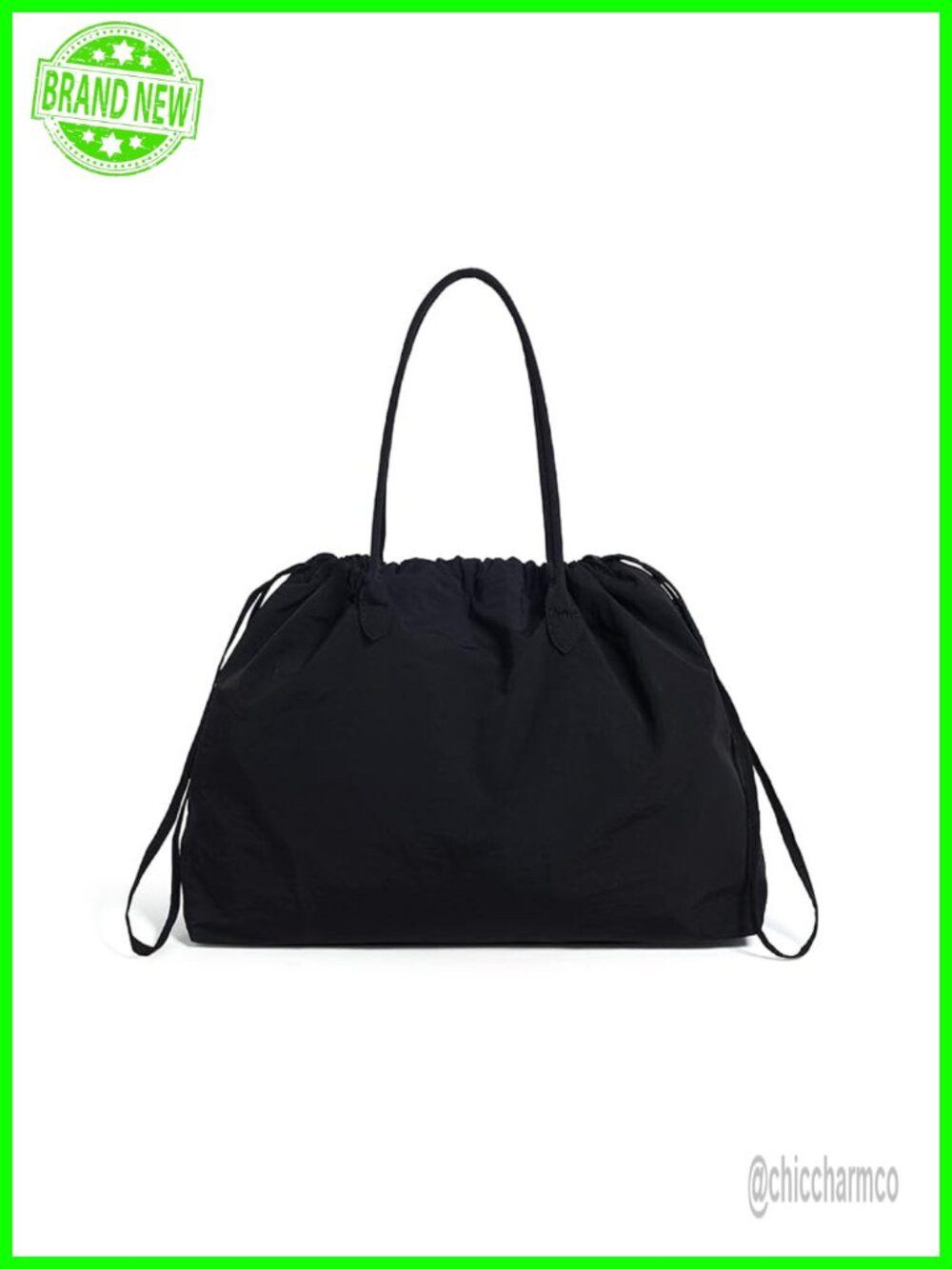 Large Nylon Tote Bag Drawstring Shoulder Bag Work Travel Handbag